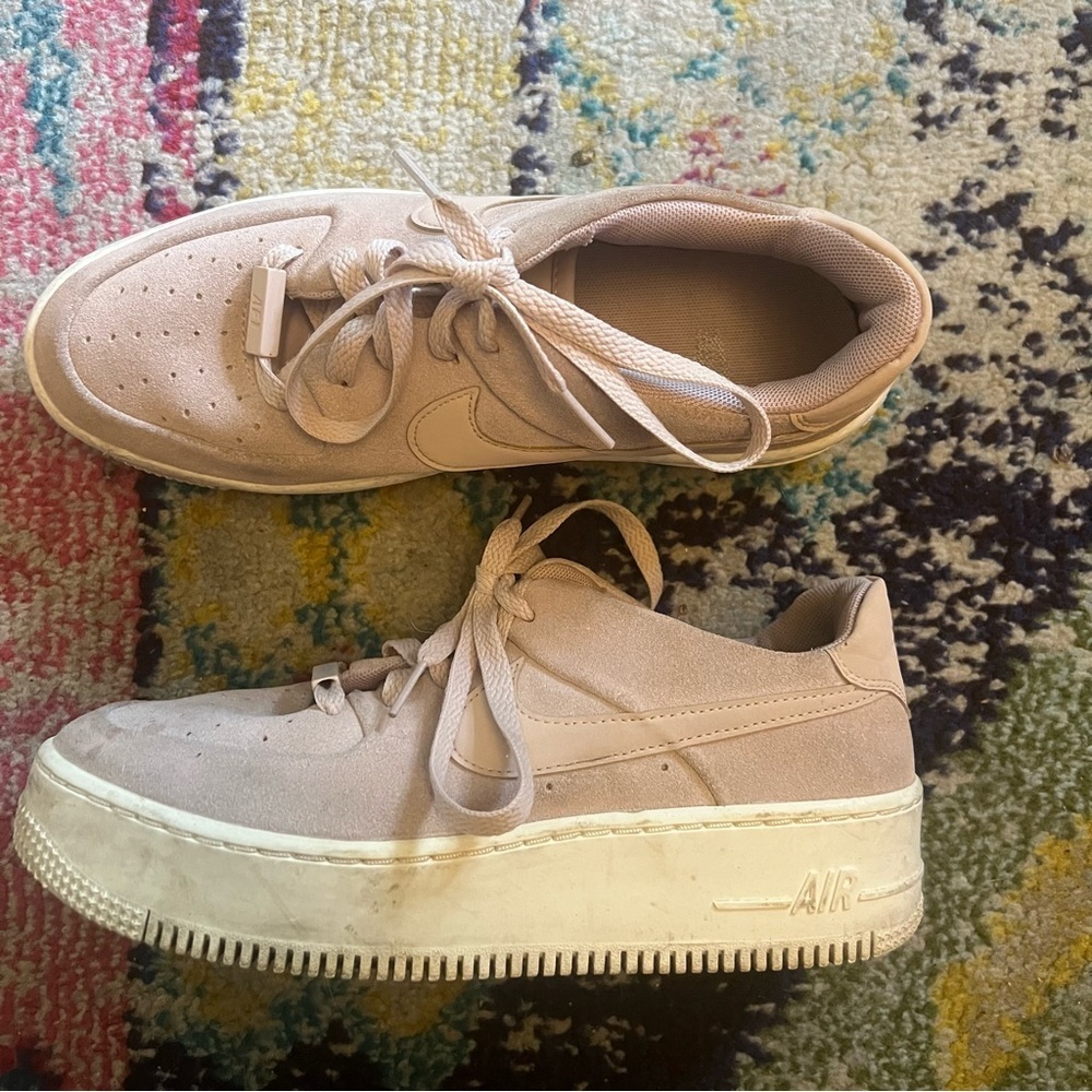 Nike Shoes Womens 8.5 Air Force 1 Casual Sneakers Platform Pink Suede